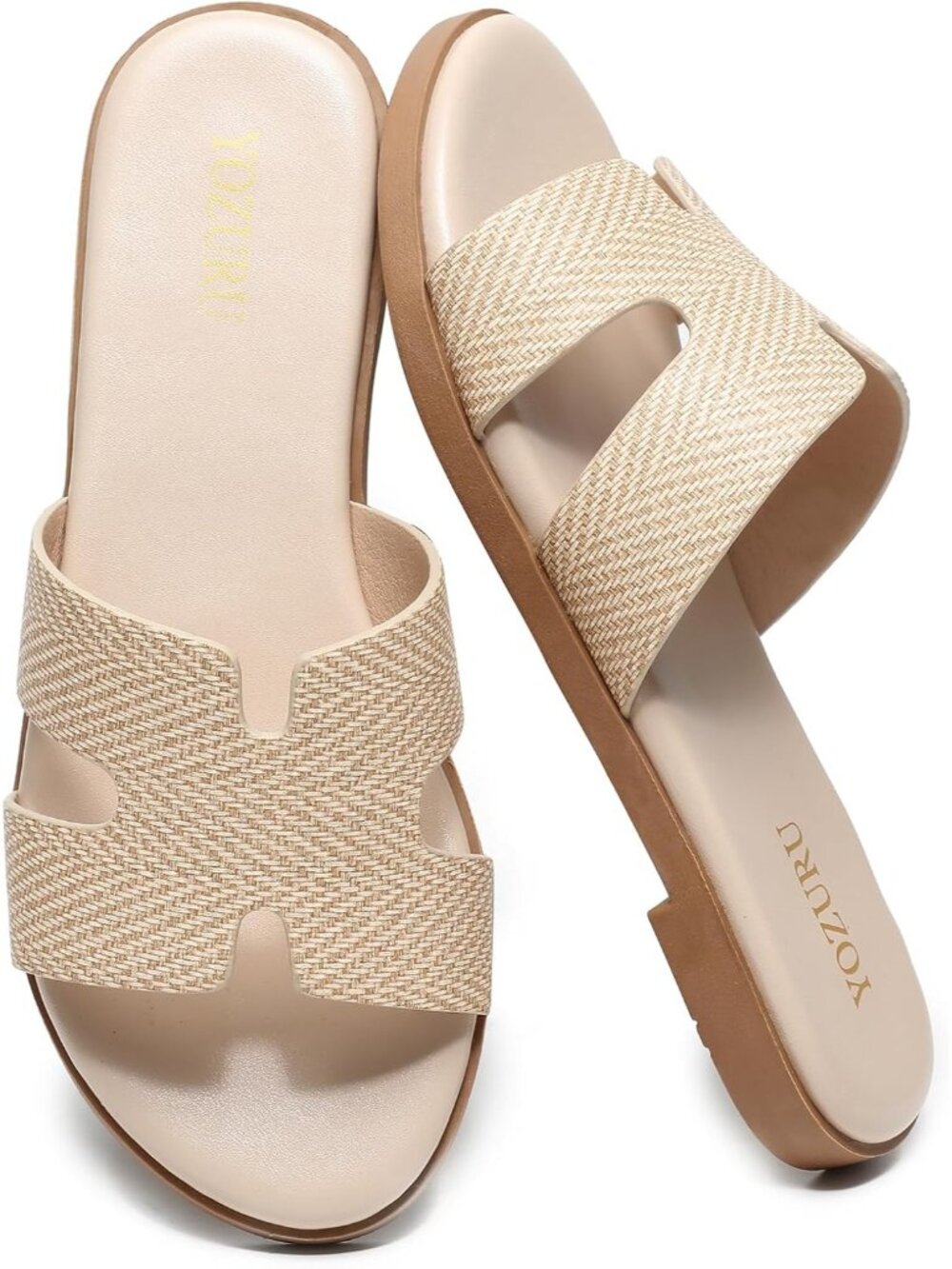 🆕Women's Raffia Flat Sandals Open Toe Dressy Summer Sandals Comfortable